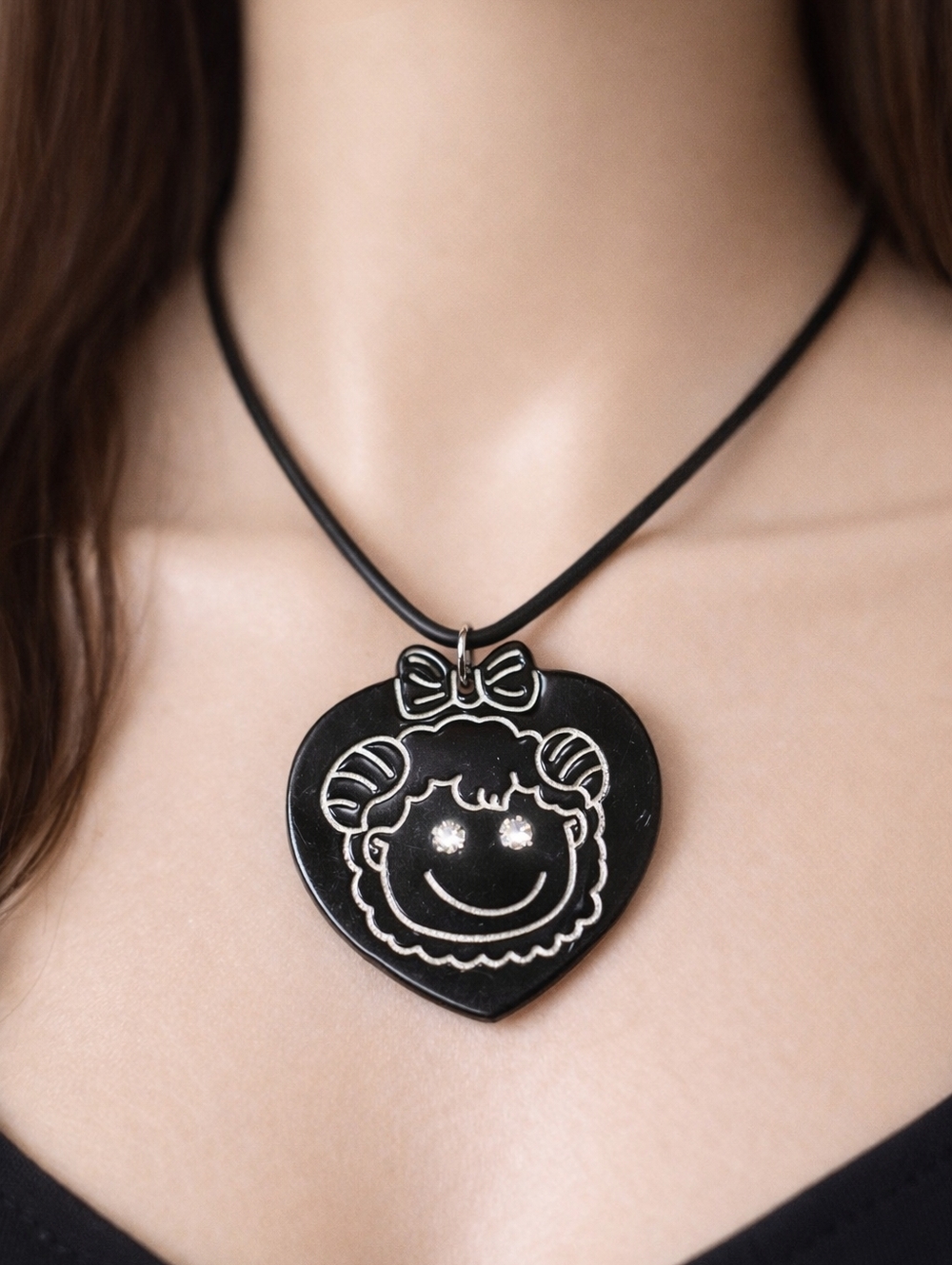 The Ram (Aries) March 21– April 19 Black Zodiac Pendant Rubber Cord Necklace